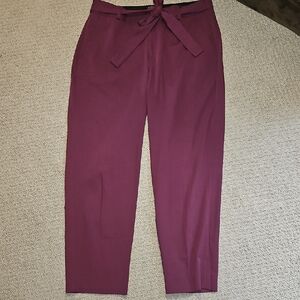 EUC Banana Repuvlic Chic Women's Tie-Waist Curvy Fit Trousers - Plum